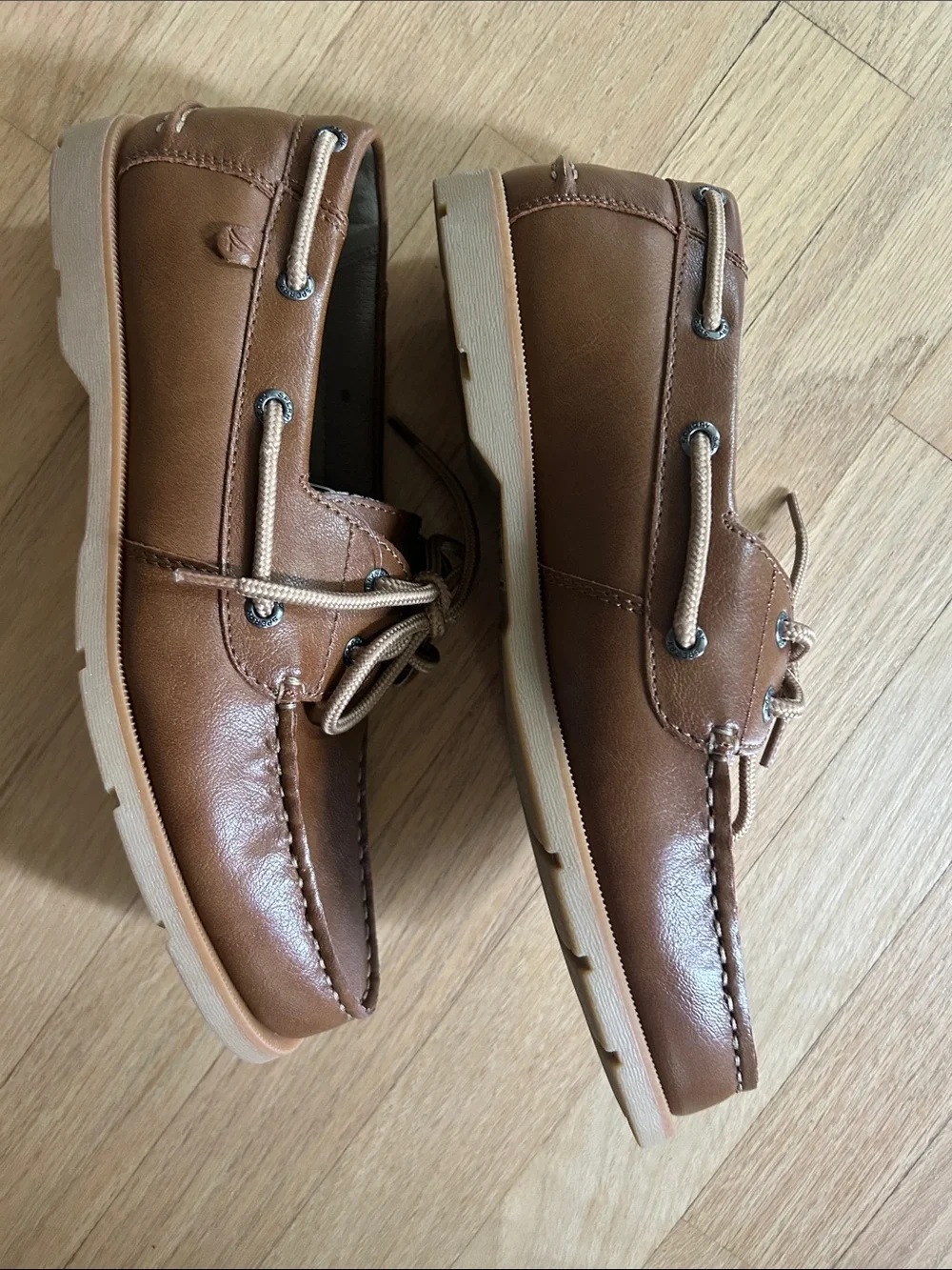 Sperry NWOT Men’s Tan Leather Boat Shoes - Classic Top Sider Lace-Up, Size 9